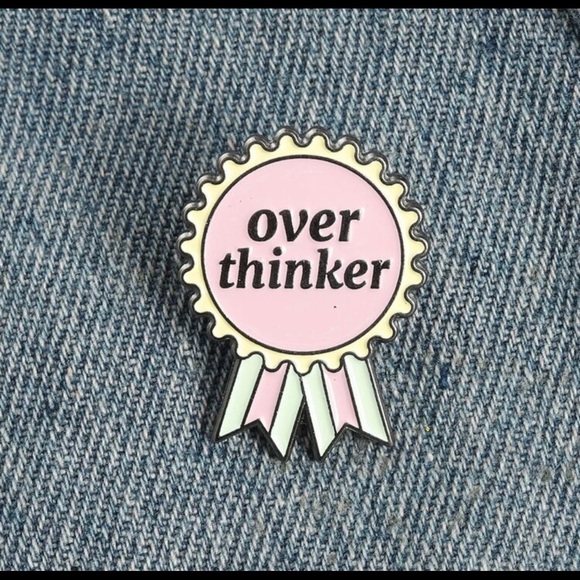 “Overthinker" Ribbon Enamel Label, Pin Purple, Green Mental Health Brooch - Picture 4 of 4